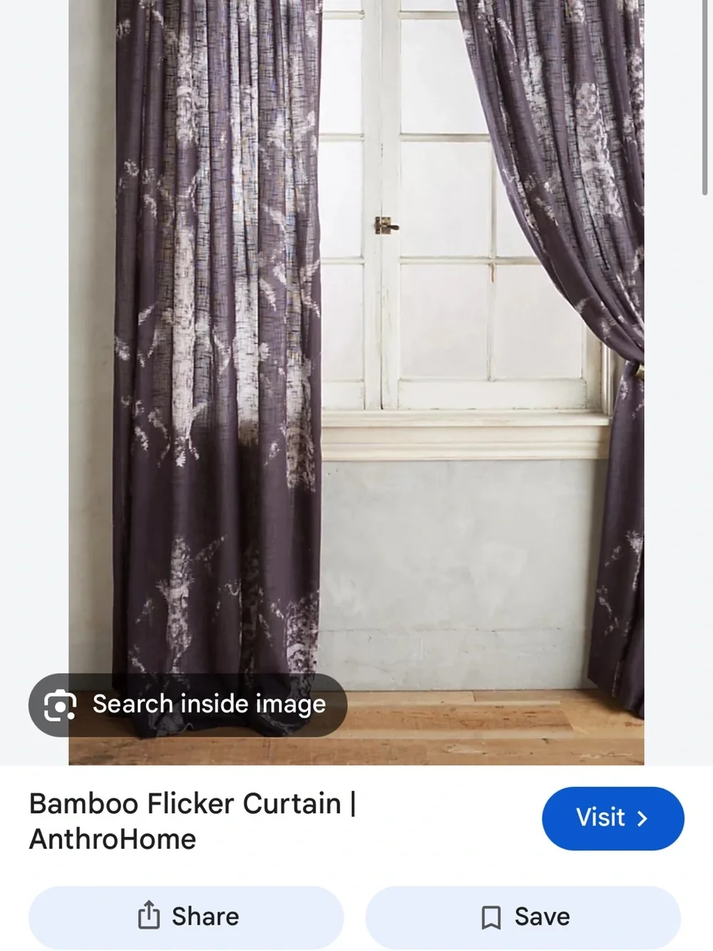 Anthropologie Navy Drapes with Bamboo-Print - 6 panels
